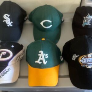 6 mlb adjustable strap vintage hat bundle b5 chicago florida marlins A’s reds